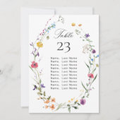 Elegante Waterverf Wild Flowers Tafelnummer Kaarte (Voorkant)