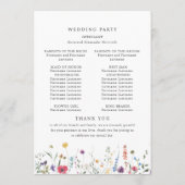 Elegante Waterverf Wild Flowers Trouwceremonie Programmakaart (Achterkant)