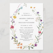 Elegante Waterverf Wild Flowers Trouwceremonie Programmakaart (Voorkant)