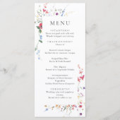 Elegante Waterverf Wild Flowers Trouwdiner Menu (Voorkant)