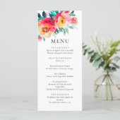 Elegante Waterverf Wild Flowers Trouwdiner Menu (Staand voorkant)