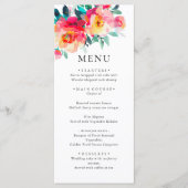 Elegante Waterverf Wild Flowers Trouwdiner Menu (Voorkant)