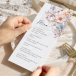 Elegante Waterverf Wild Flowers Trouwdiner Menu<br><div class="desc">Klik voor verdere aanpassingen op "Deze sjabloon personaliseren" en vervolgens op "Bewerken met ontwerpgereedschap". Stijlvolle bewerkbare gemakkelijk te gebruiken bruiloft sjablonen,  meer items beschikbaar in de winkel (uitnodigingen,  rsvp,  bedankjes,  briefpapier & decor). Neem contact met me op als je hulp nodig hebt of overeenkomende objecten.</div>