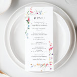 Elegante Waterverf Wild Flowers Trouwdiner Menu<br><div class="desc">Klik voor verdere aanpassingen op "Deze sjabloon personaliseren" en vervolgens op "Bewerken met ontwerpgereedschap". Stijlvolle bewerkbare gemakkelijk te gebruiken bruiloft sjablonen,  meer items beschikbaar in de winkel (uitnodigingen,  rsvp,  bedankjes,  briefpapier & decor). Neem contact met me op als je hulp nodig hebt of overeenkomende objecten.</div>