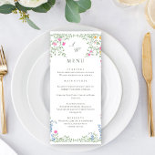 Elegante Waterverf Wild Flowers Trouwdiner Menu