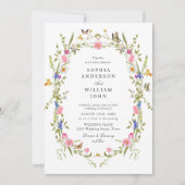 Elegante Waterverf Wild Flowers Trouwfoto Kaart (Voorkant)