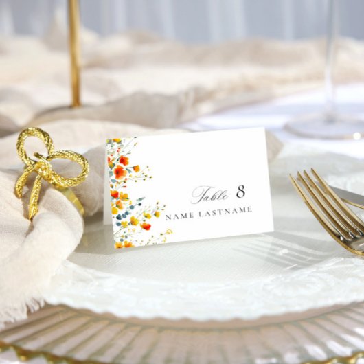 Elegante Waterverf Wild Flowers Trouwplaats Kaart