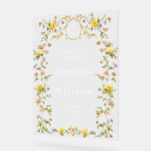 Elegante Waterverf Wild Flowers WELKOM Bruiloft Acryl Bord (Hoek)