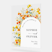 Elegante Waterverf Wild Flowers WELKOM Bruiloft Acryl Bord (Hoek)