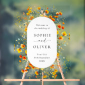 Elegante Waterverf Wild Flowers WELKOM Bruiloft Acryl Bord (Neutraal)