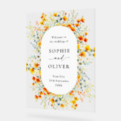 Elegante Waterverf Wild Flowers WELKOM Bruiloft Acryl Bord (Hoek)