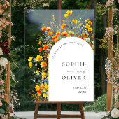 Elegante Waterverf Wild Flowers WELKOM Bruiloft Acryl Bord