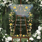 Elegante Waterverf Wild Flowers WELKOM Bruiloft Acryl Bord