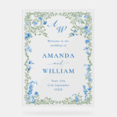 Elegante Waterverf Wild Flowers WELKOM Bruiloft Acryl Bord (Voorkant)