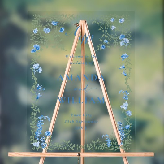 Elegante Waterverf Wild Flowers WELKOM Bruiloft Acryl Bord (Neutraal)