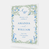 Elegante Waterverf Wild Flowers WELKOM Bruiloft Acryl Bord (Hoek)