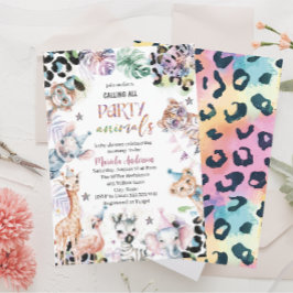 Elegante Waterverf Wild Safari Dieren Baby shower Kaart