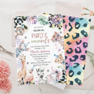 Elegante Waterverf Wild Safari Dieren Baby shower Kaart