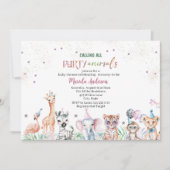 Elegante Waterverf Wild Safari Dieren Baby shower Kaart (Voorkant)