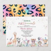 Elegante Waterverf Wild Safari Dieren Baby shower Kaart (Voorkant / Achterkant)