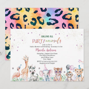 Elegante Waterverf Wild Safari Dieren Baby shower Kaart
