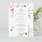 Elegante Waterverf Wildbloemen Bruiloft Diner Menu (Staand voorkant)