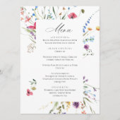 Elegante Waterverf Wildbloemen Bruiloft Diner Menu (Voorkant)