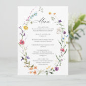 Elegante Waterverf Wildbloemen Bruiloft Diner Menu (Staand voorkant)