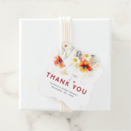 Elegante Waterverf Wildbloemen Dank u bruiloft Bedankjes Labels (In situ)