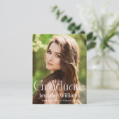 Elegante waterverf Wildbloemen Foto Afstuderen Kaart (Staand voorkant)