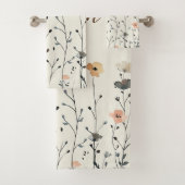 Elegante Waterverf Wildbloemen met Naam Rustiek Bad Handdoek (Insitu)
