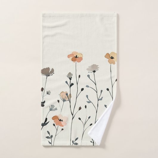 Elegante Waterverf Wildbloemen met Naam Rustiek Bad Handdoek (Handdoek)