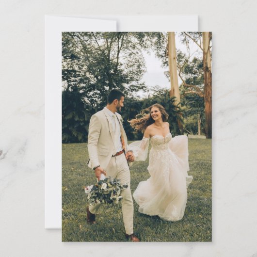 Elegante Waterverf Wildbloemen trouwfoto Kaart (Achterkant)