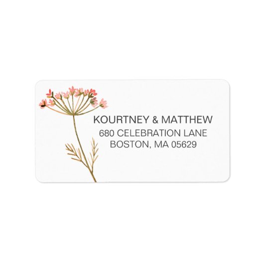 Elegante waterverf wilde bloem adres etiket (Voorkant)