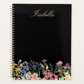 Elegante waterverf wilde bloem bloemstuk op maat planner (Voorkant)