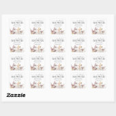 Elegante Waterverf Wilde Bloem Bruidsdouche Favor Vierkante Sticker (Vel)