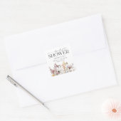 Elegante Waterverf Wilde Bloem Bruidsdouche Favor Vierkante Sticker (Envelop)