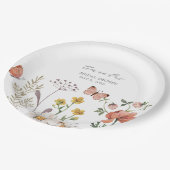 Elegante Waterverf Wilde Bloem Bruidsshower Papieren Bordje (Gekanteld)