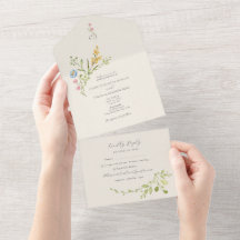 Elegante Waterverf Wilde Bloem Bruiloft