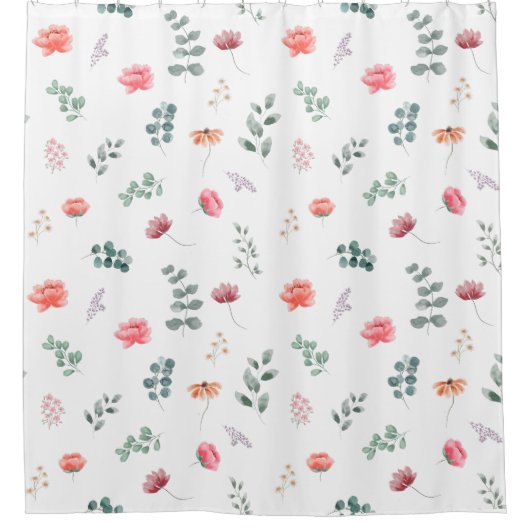 Elegante waterverf wilde bloem douchegordijn (Voorkant)