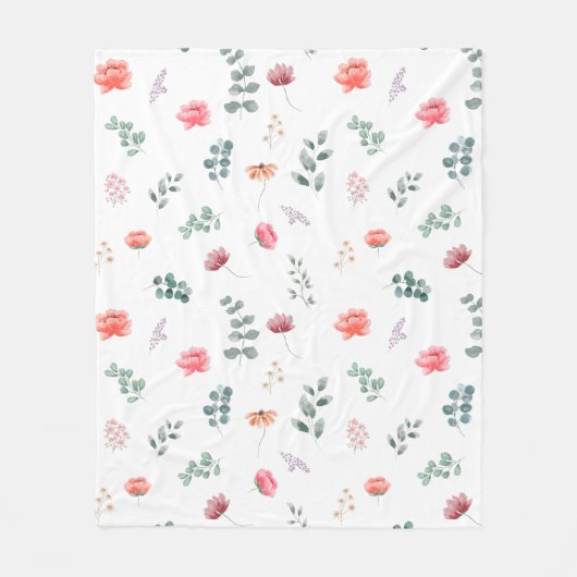 Elegante waterverf wilde bloem fleece deken (Voorkant)