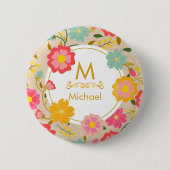 Elegante Waterverf Wilde Bloem Moederdag Ronde Button 5,7 Cm (Voorkant)