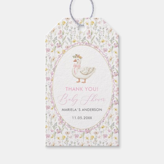 Elegante Waterverf wilde bloem Peter Rabbit Baby S Cadeaulabel (Voorkant)