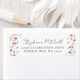 Elegante waterverf wilde bloem retouradres etiket