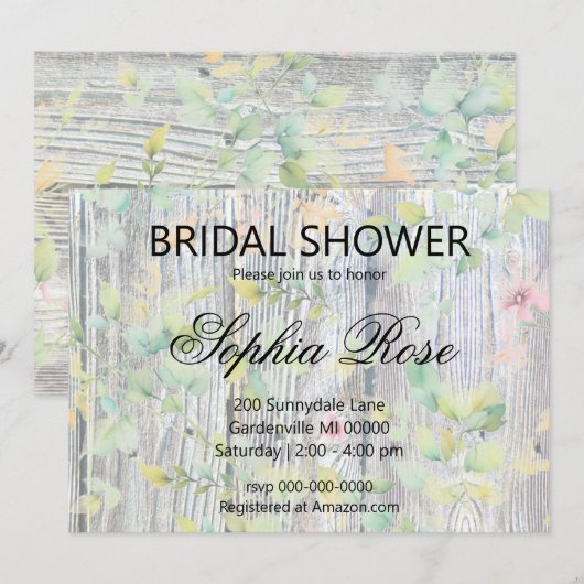 Elegante waterverf wilde bloem rustieke vrijgezell kaart (Voorkant / Achterkant)