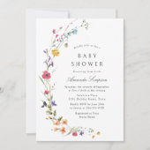Elegante Waterverf Wilde Bloemen Baby Shower Kaart (Voorkant)