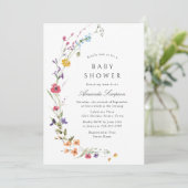 Elegante Waterverf Wilde Bloemen Baby Shower Kaart (Staand voorkant)