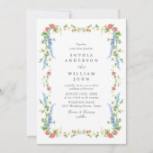 Elegante waterverf wilde bloemen bloem bruiloft kaart (Voorkant)