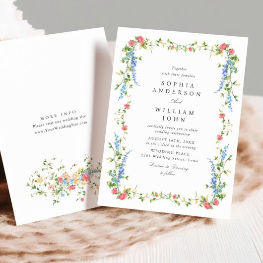 Elegante waterverf wilde bloemen bloem bruiloft kaart