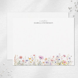 Elegante waterverf wilde bloemen bloemmotief notitiekaartje